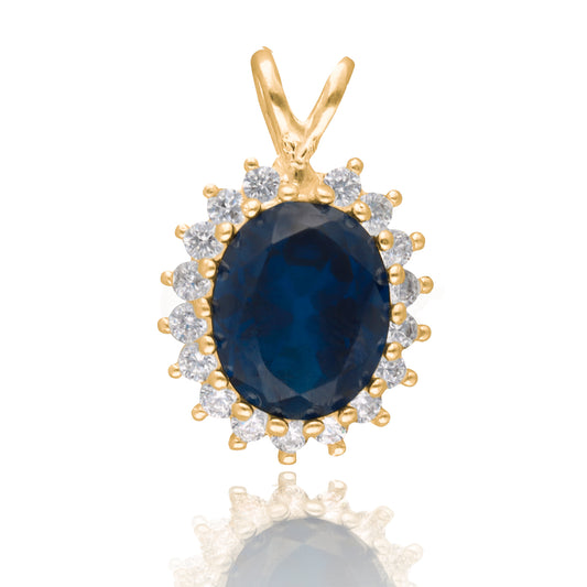 Renata charm with blue zirconia in 14k yellow gold Lady Di inspired