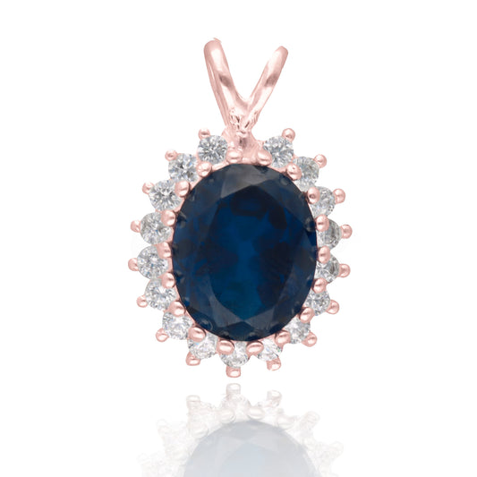 Renata Charm with blue zirconia in 14k rose gold inspired by Lady Di