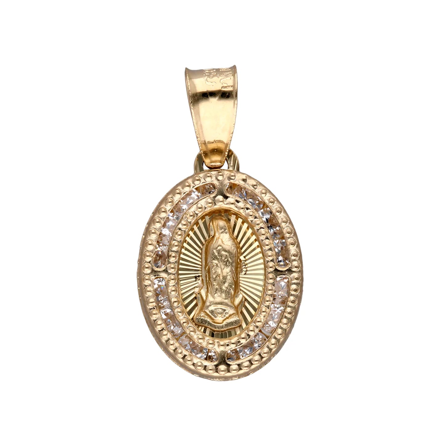 Dije de virgen de Guadalupe con circonias en oro amarillo 10k 2.8cm*1.8cm