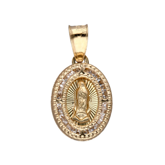 Virgin of Guadalupe charm with zircons in 10k yellow gold 2.8cm*1.8cm