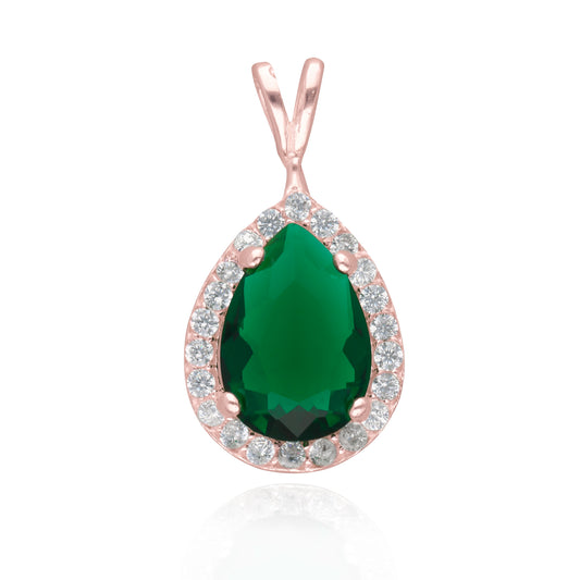 Polet Charm with green zirconia in 10k rose gold Inspired by Hurrem