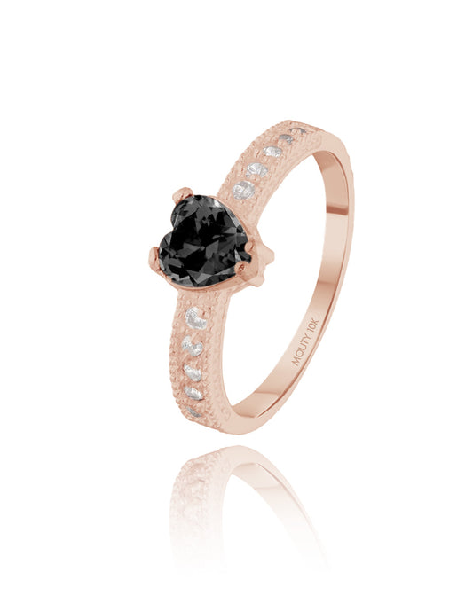10k Rose Gold Fanny Ring with White Zirconia