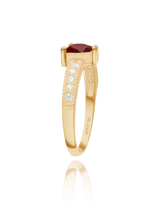 Fanny Ring in 18k Yellow Gold with Red Zirconia