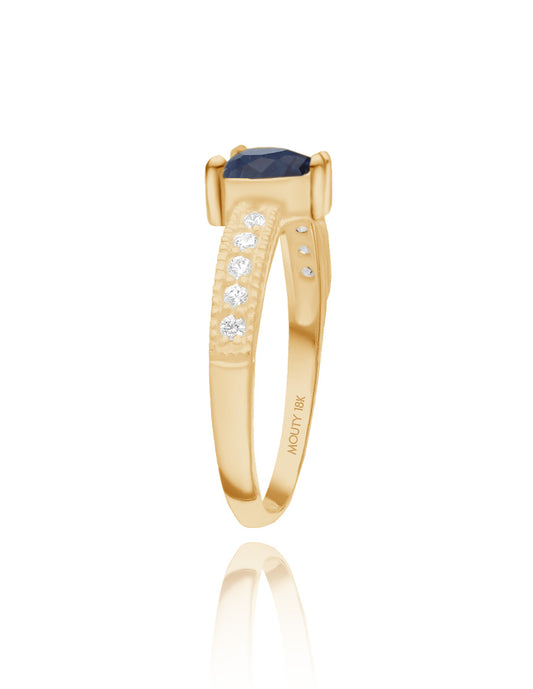 Fanny Ring in 18k Yellow Gold with Blue Zirconia