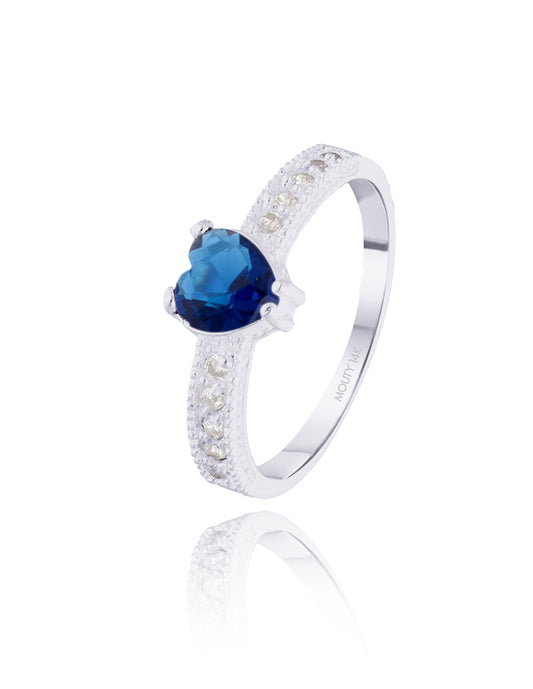 Fanny Ring in 14k White Gold with Blue Zirconia