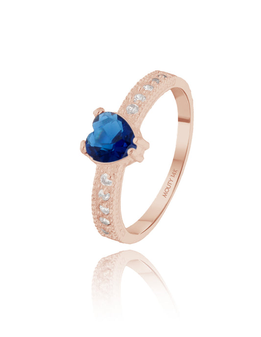 Fanny Ring in 14k Rose Gold with Blue Zirconia