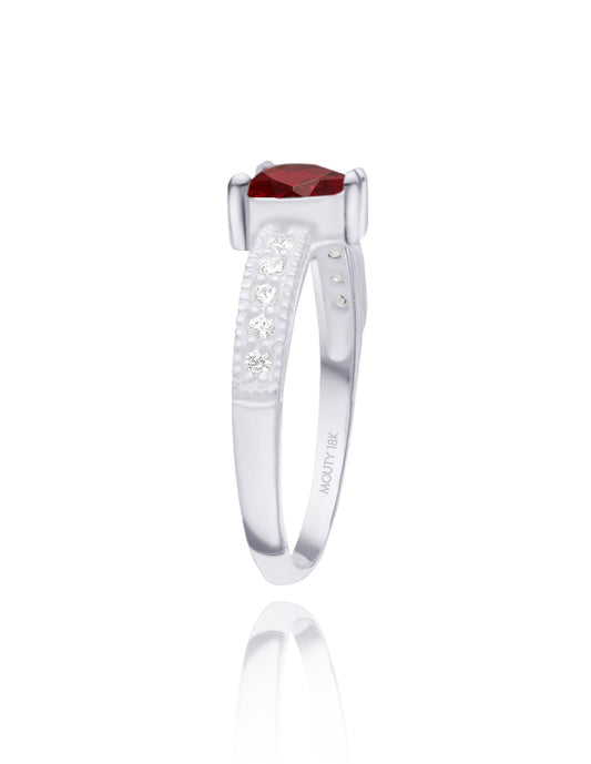 Fanny Ring in 18k White Gold with Red Zirconia