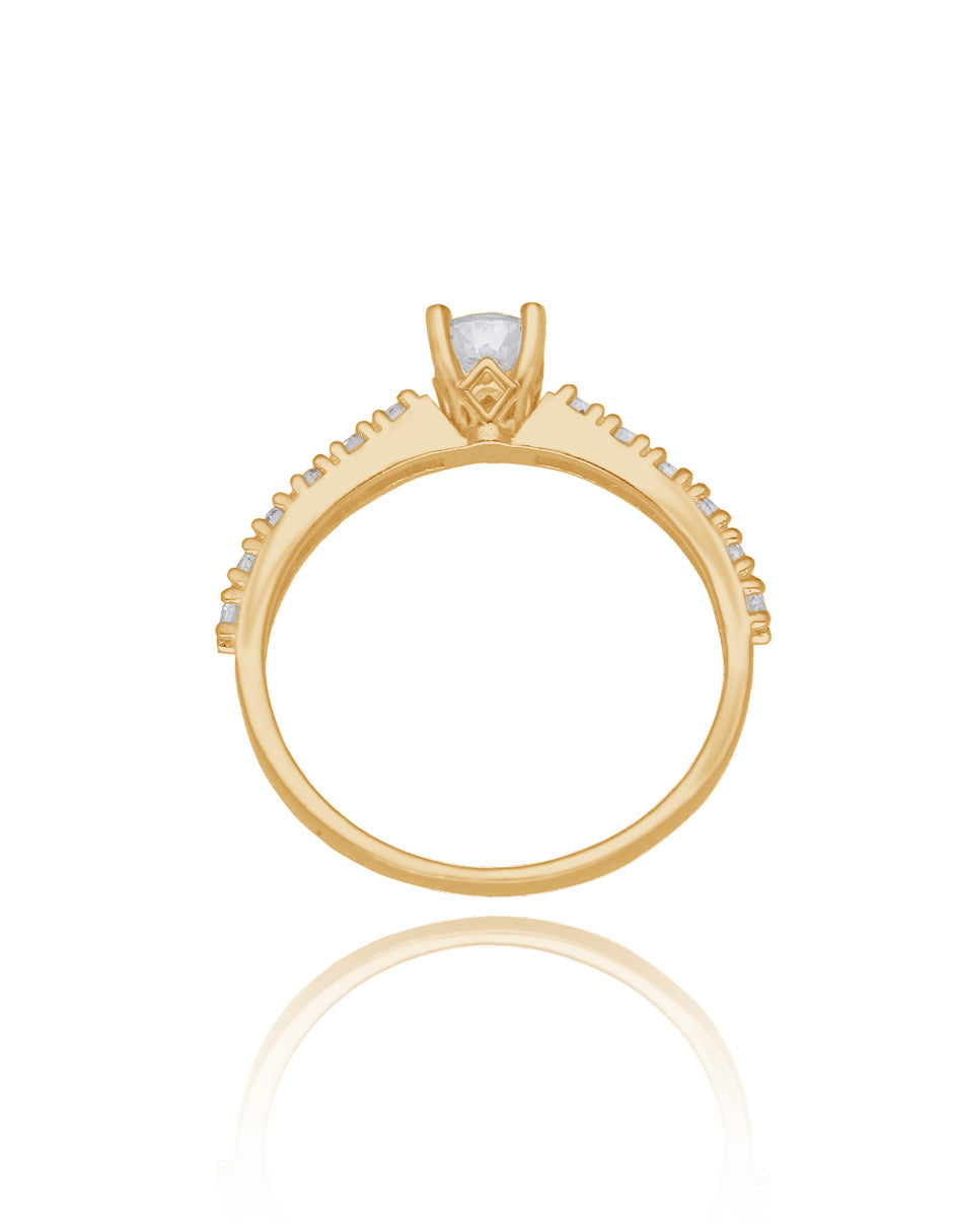 London ring in 18k yellow gold with zirconias