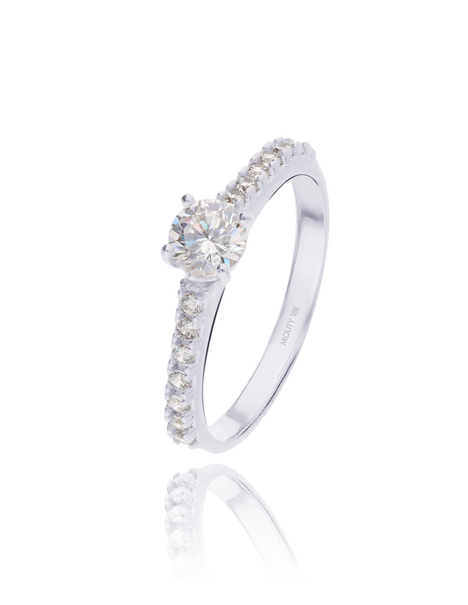 London Ring in 18k White Gold with zircons
