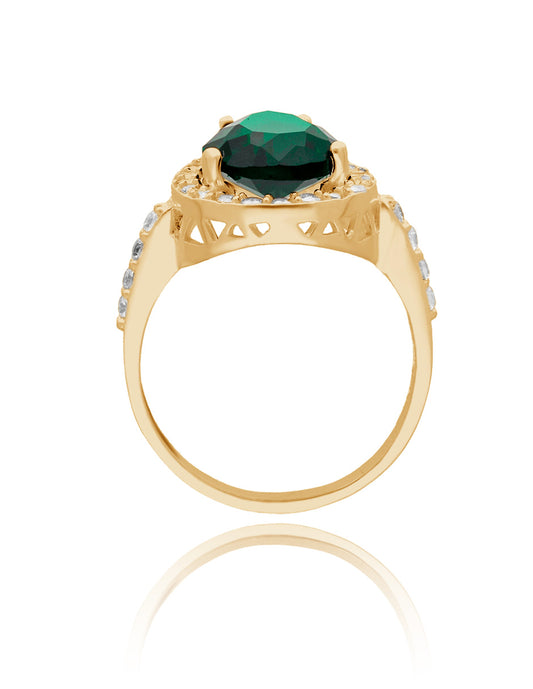 Polet Ring in 18k yellow Gold with Green Zirconia inspired by Hurrem