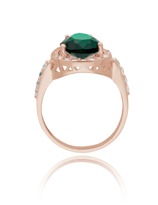 Polet Ring in 18k Rose Gold with Green Zirconia inspired by Hurrem