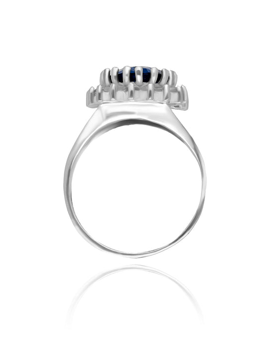 Renata Ring in 18k White Gold with Blue Zirconia (Lady Di)