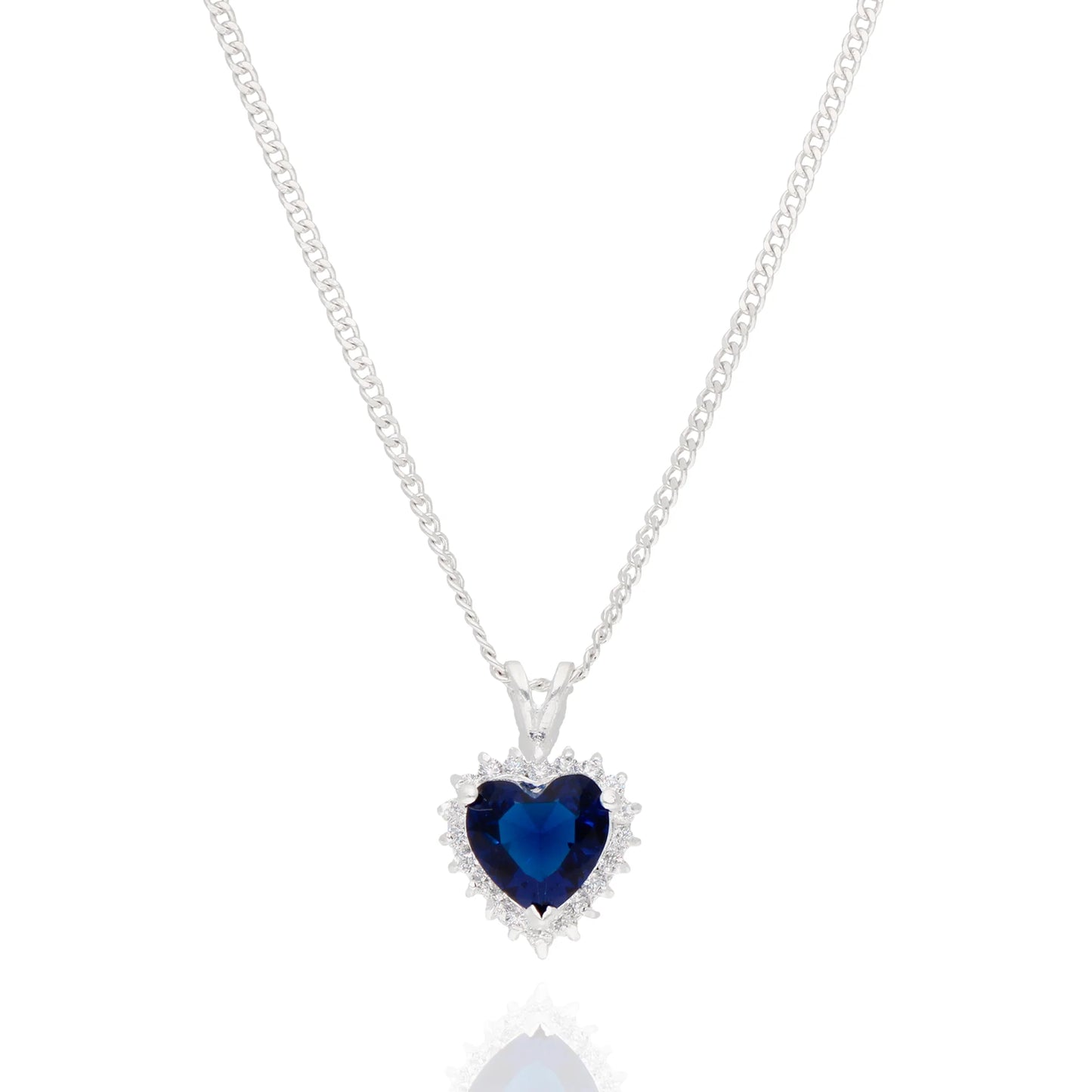 Love necklace in silver with blue zirconia