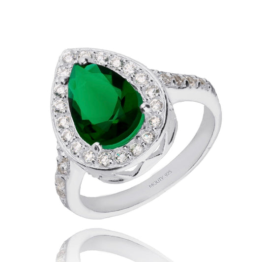 Polet Ring in Silver with Green Zirconia inspired by Hurrem 