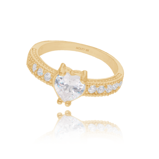 Fanny Ring in 18k Yellow Gold with White Zirconia