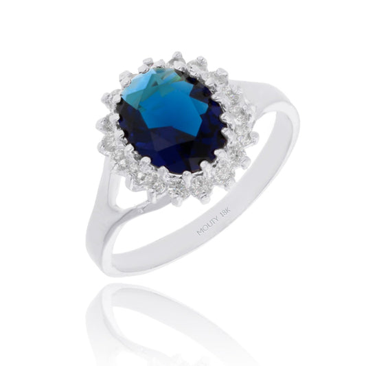 Renata Ring in 18k White Gold with Blue Zirconia (Lady Di)