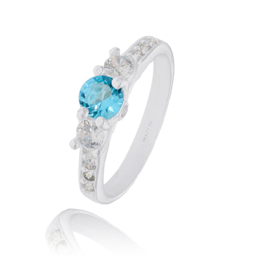Cielo Ring in 18k white gold with Blue Zirconia