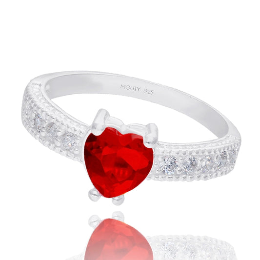 Fanny Ring in Silver with Red Zirconia