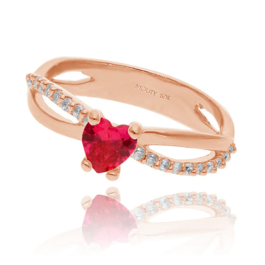 Lenn Ring in 10k Rose Gold with Red Zirconia