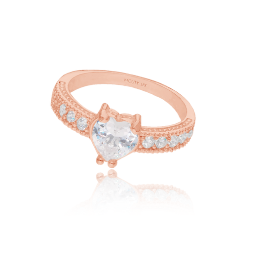 18k Rose Gold Fanny Ring with White Zirconia
