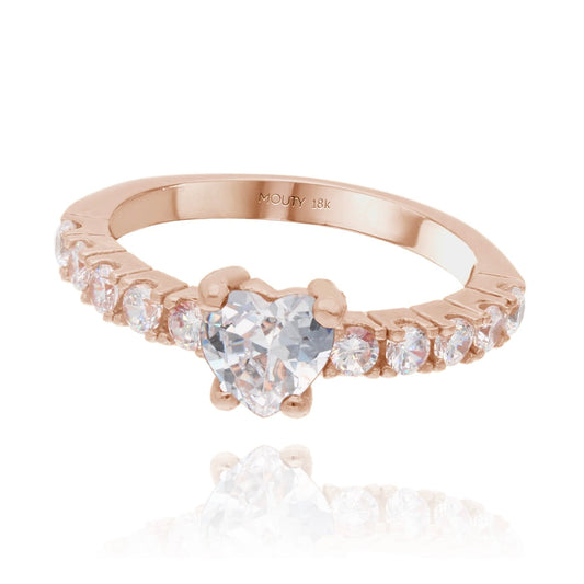 Amour Ring in 18k Rose Gold with Zirconia 