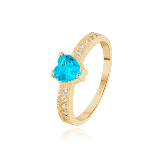 Fanny Ring in 18k Yellow Gold with Blue Zirconia