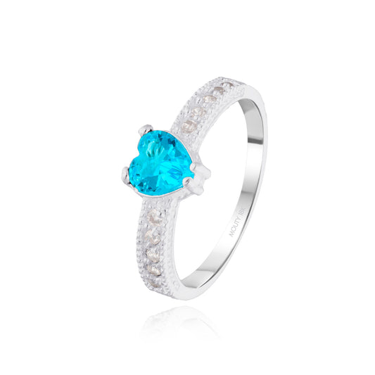 Fanny Ring in 18k White Gold with Blue Zirconia