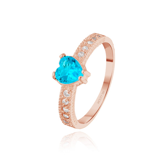 Fanny Ring in 18k Rose Gold with Blue Zirconia