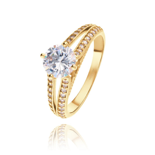 Lewis Ring in 18k Yellow Gold with zircons