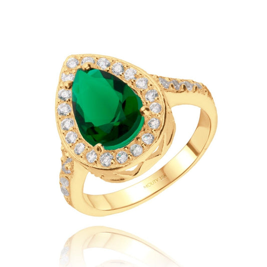 Polet Ring in 18k yellow Gold with Green Zirconia inspired by Hurrem