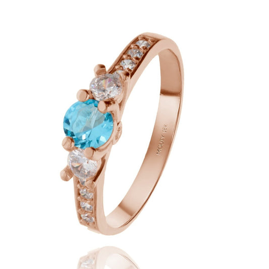 Cielo Ring in 18k Rose Gold with Blue Zirconia
