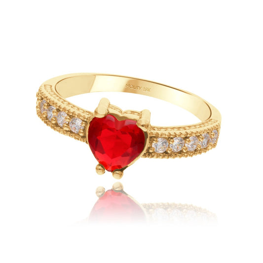 Fanny Ring in 18k Yellow Gold with Red Zirconia