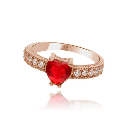 Fanny Ring in 18k Rose Gold with Red Zirconia