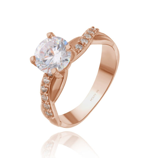 Charlize ring in 18k rose gold with zircons
