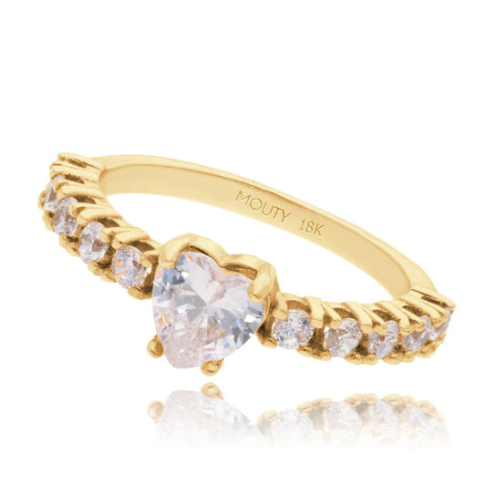 Amour Ring in 18k Yellow Gold with Zirconia