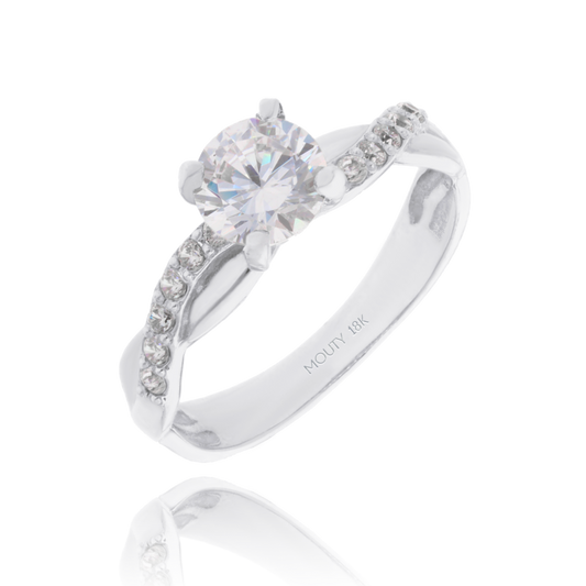 Charlize Ring in 18k White Gold with Zirconia