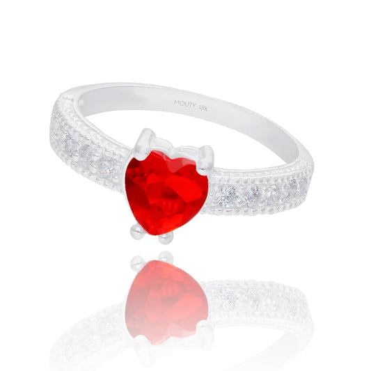 Fanny Ring in 18k White Gold with Red Zirconia