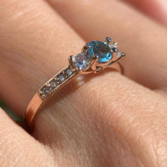 Cielo Ring in 18k Rose Gold with Blue Zirconia