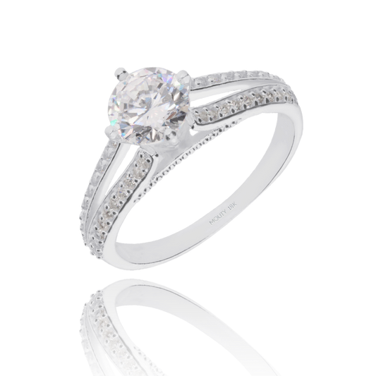 Lewis ring in 18k white gold with zirconias 