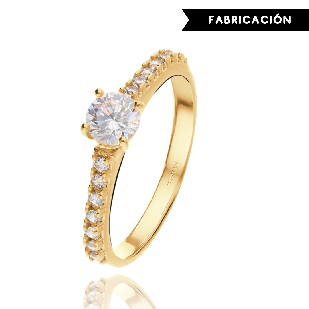 London ring in 18k yellow gold with zirconias