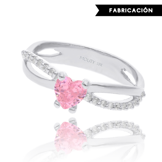 Lenn Ring in 18k White Gold with Pink Zirconia