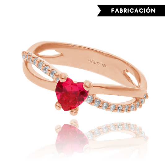 Lenn Ring in 18k Rose Gold with Red Zirconia